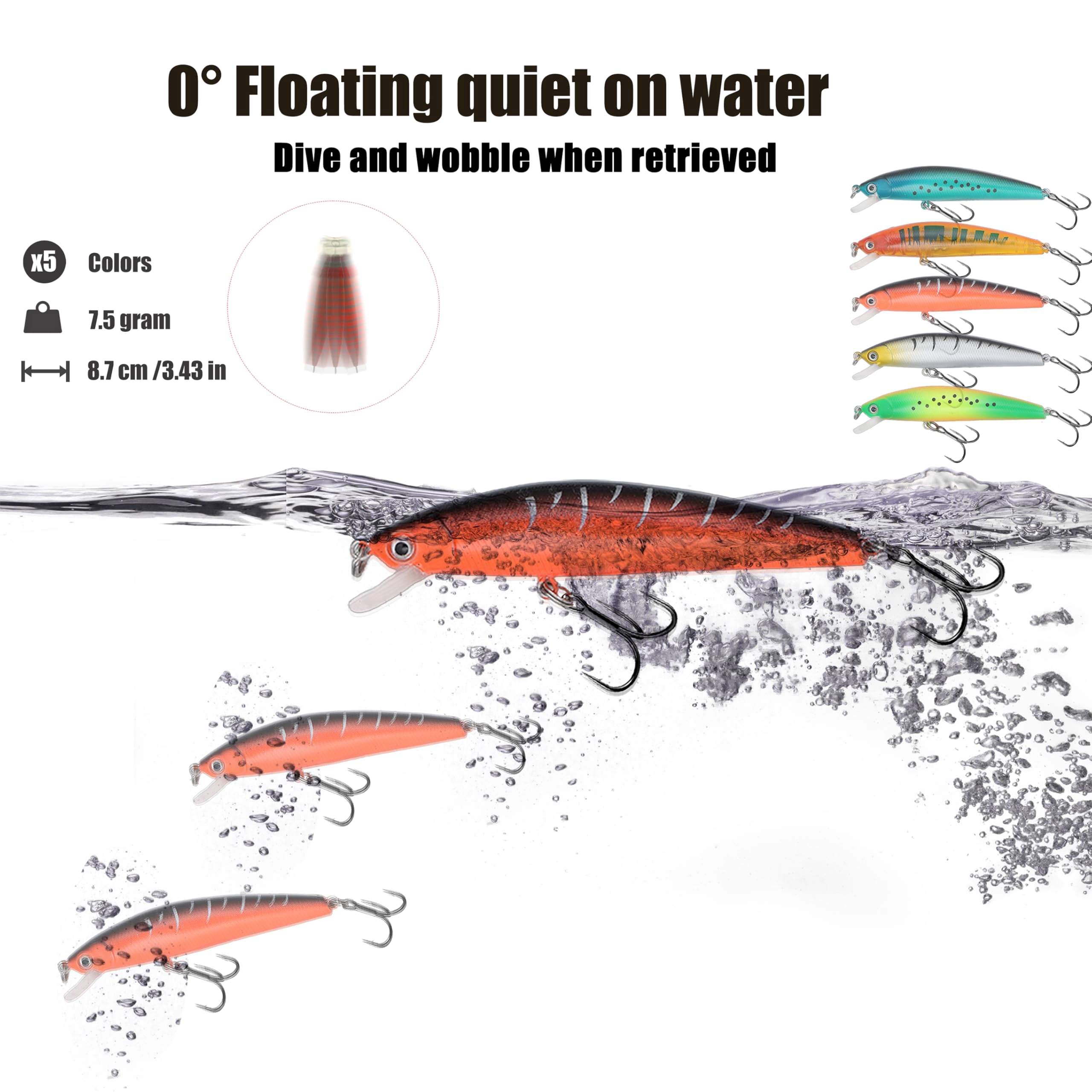 Hard Jerkbait Kit Fishing Lures Set Including Minnow Popper Crank Baits With Hooks For Saltwater Freshwater Trout Bass Salmon Shallow Deep Diving Flat Side Crankbaits
