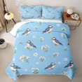 thumbnail image 2 of Castle Fairy Soft Simple Pastel Puffin Daisy Quilt Full,Tiny White Bloom Light Blue Repeat Pattern Full Bedspread Sets,Sky White, 2 of 7