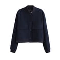 thumbnail image 1 of Kmbangi Women's Baseball Jacket Long Sleeve Button Closure Solid Varsity Jacket with Pockets Spring Fall Clothes, 1 of 9