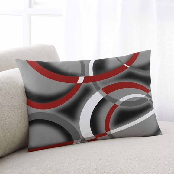 Grey Geometric Body Pillow Cover, Pillowcase Protectors with Zipper, Breathable Decorative Throw Pillow Case Cover, Modern Abstract Black White Red Striped Pillow Shams for Couch Sofa 24x36Inch
