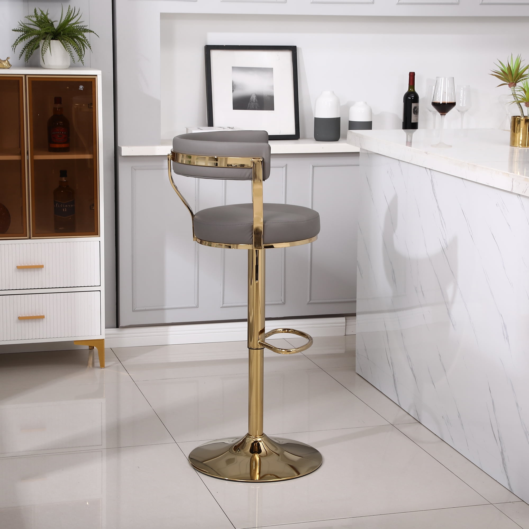 Kadyn Swivel Bar Stool, Counter Height Barstools with Back and Footrest, Adjustable Counter Height Dining Chairs for Kitchen, Grey Kadyn Swivel Bar Stool, Counter Height Barstools with Back and Footrest, Adjustable Counter Height Dining Chairs for Kitchen, Grey