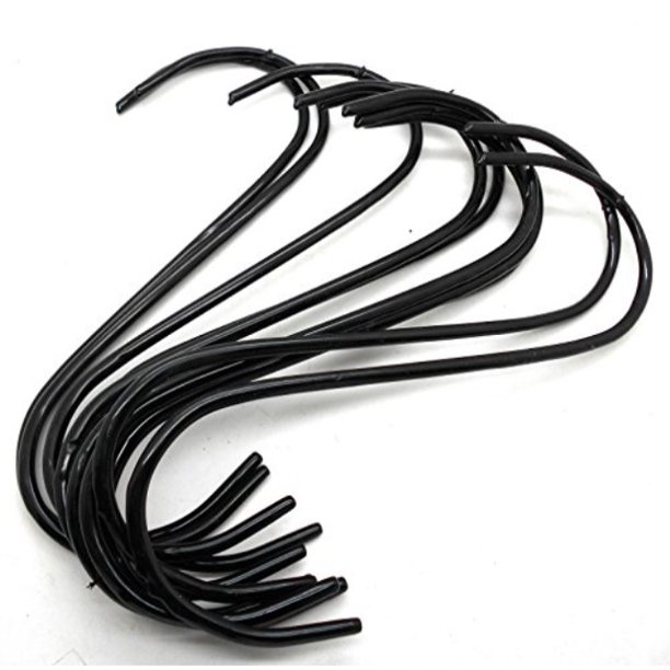 (10pc) 10" s hook plant hanging hooks black home shop garage garden