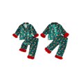 thumbnail image 2 of RUINIXCW Kids Toddler Baby Girl Christmas Silk Stain Pajamas Set Spring Fall Winter PJS Sleepwear Long Sleeve Button Down Collar Shirt Tops Pants Set, 2 of 10