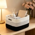 thumbnail image 4 of Woven Cotton Linen Storage Basket, Large Decorative Storage Bin, Multi-Purpose Fabric Basket for Laundry, Toys and Books, Handmade Organizer for Home and Nursery, 4 of 7
