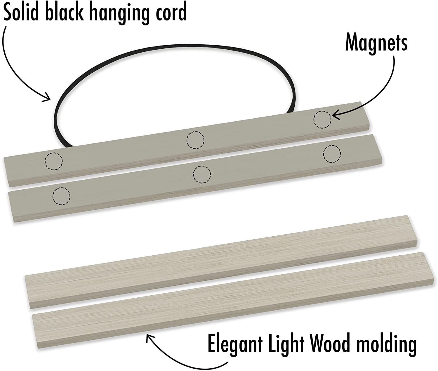 Americanflat 11 Inch Light Wood Magnetic Poster Frames, Wooden Poster Hanger Frame for Posters, Prints, Photos, Pictures, Maps, Scrolls, Art Prints and Canvas Artwork