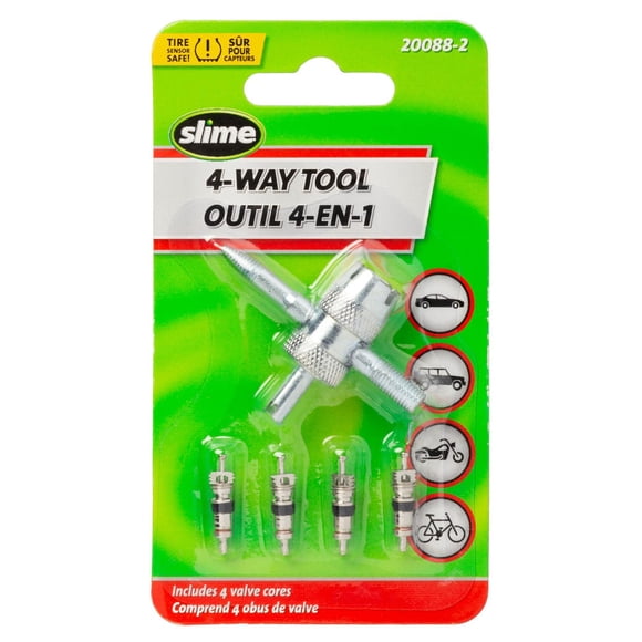 Outil à 4 utilités pour valves de pneus de Slime