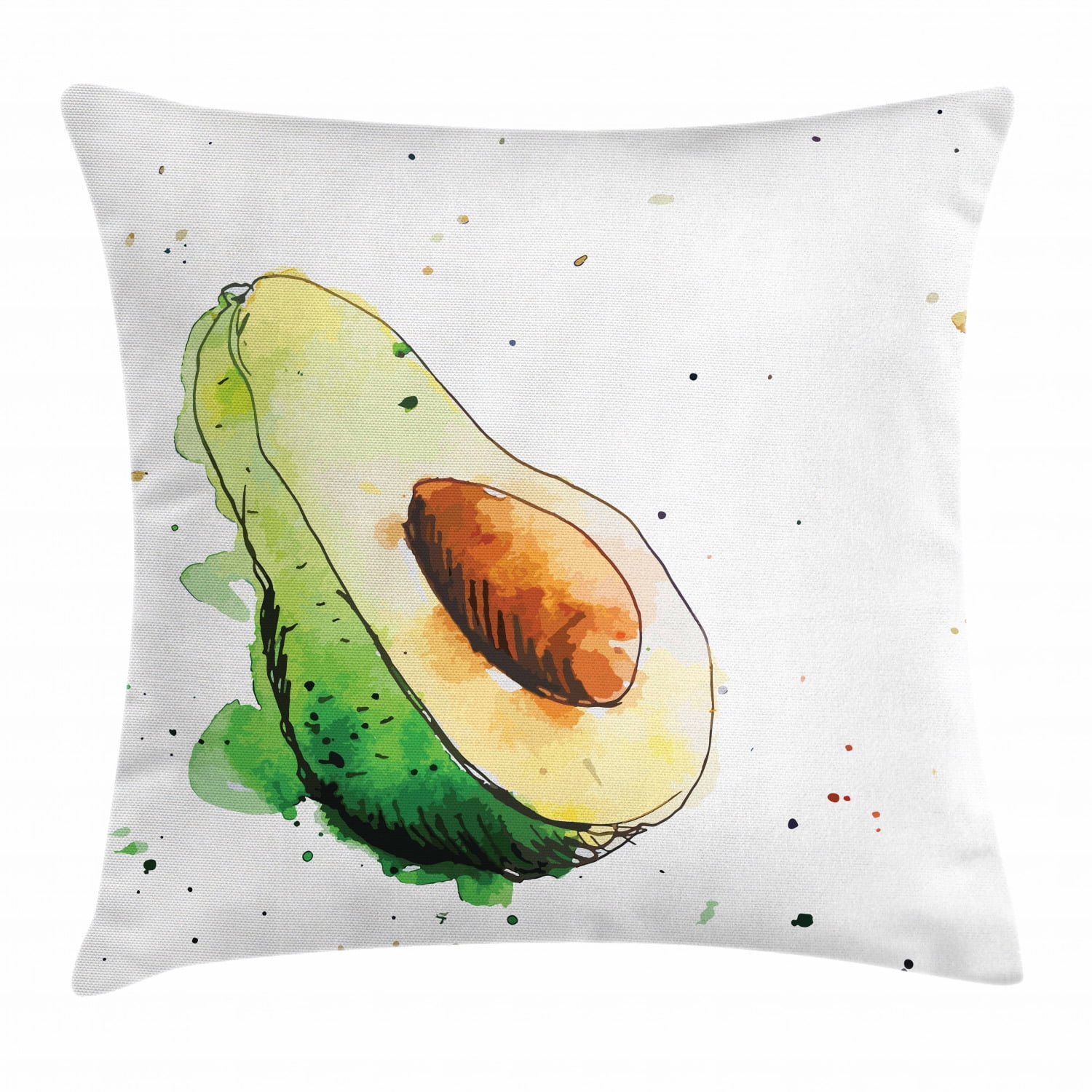 Avocado Throw Pillow Cushion Cover, Simplistic Watercolor Art Effect