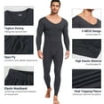 thumbnail image 5 of Lalamelon Men's Thermal Underwear Sets Fleece Lined Base Layer V Neck Long Johns Top Bottom Set, 5 of 6