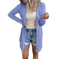 thumbnail image 1 of Manteau Femme Automne Hiver Couleur Unie Mode Manteau Extérieur Col Rond Trench à Manches Longues Manteau Tricoté Ample Ouvert à l'Avant Pardessus Chaud Cardigan Mi-Long, 1 of 7