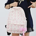thumbnail image 5 of Lusa Corduroy Bow Print Backpacks for Students Preppy 15 Inch Large Capacity Double Shoulder Schoolbag Trendy Versatile Lightweight Casual Back to School Season Bookbag White One Size, 5 of 8