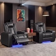 thumbnail image 2 of Bonzy Home Electric Recliner Set of 2 LED Lighting Adjustable Headrest with USB Ports and Cup Holders Home Theater Seating Reclining Chair Hidden Arm Storage, Black, 2 of 10