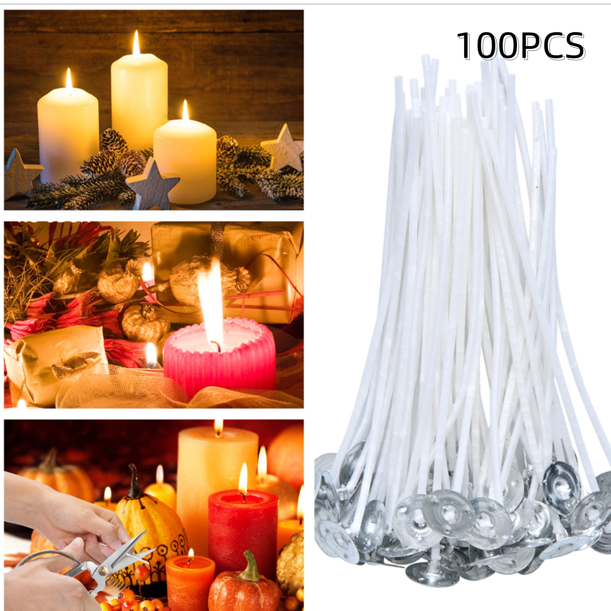 200mm 20cm Candle Pre-Waxed Cotton Wicks Pre-Tabbed For Home Candle Making 