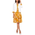 thumbnail image 2 of INSPIRE CHIC Women's Dress and Jacket 2 Piece Sets Chiffon Floral Sleeveless Dress and Contrast Panel Jacket Outfit Sets White Yellow L, 2 of 6