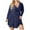 Dark Blue, variant on BangWanChi Womens Dresses Formal Women's Flash Dress V-neck Long Sleeve Ruffle Swinging Dress Mini Flash Dress