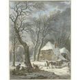 thumbnail image 2 of Pieter Pietersz. Barbiers 20x24 Gold Ornate Framed and Double Matted Museum Art Print Titled - Winter Landscape (1759 - 1842), 2 of 4