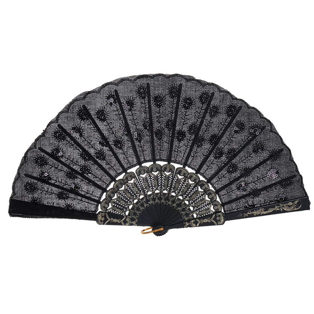 Chinese//Spanish Style Dance Wedding Party Lace Silk Folding Hand Held Flower Fan