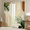 thumbnail image 2 of Homewish Tropical Bontical Monstera Black Out Curtains,Boho Geometric Lines Curtains Pack of 2 (42x63 Each),Beige Green Gold Bedroom Curtains For Teens,Luxury Bedroom Decor, 2 of 6