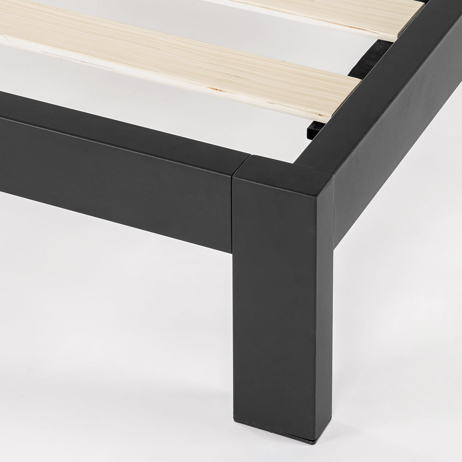 Mellow Modernista Classic HD 10" Metal Platform Bed with Headboard and Wood Slats, Black, Twin
