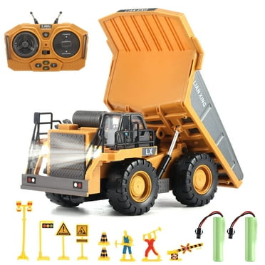 Remote Control Dump Truck for Kids, Lictin Rechargeable 2.4Ghz RC Construction Vehicles Truck Toy with Lights and Sounds, RC Dump Truck Gifts for Boys Girls Age 3 