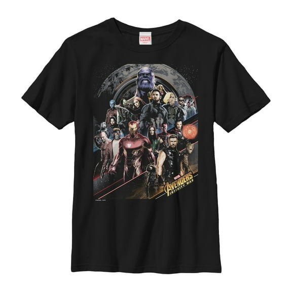 Boy's Marvel Avengers: Infinity War Character Scene  Graphic Tee Black Small