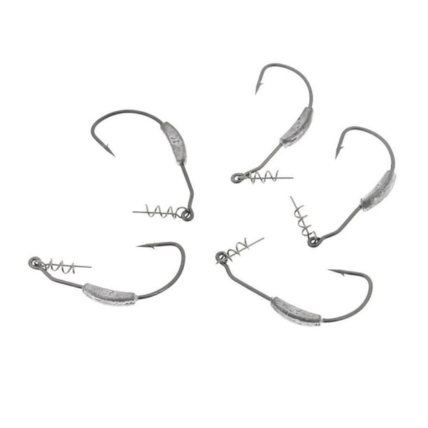 10Pcs Point Weedless Weighted Swimbaits Hooks Centering Pin 