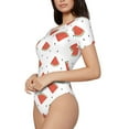 thumbnail image 2 of Naloa Hand Drawn Watermelon Women's Short-Sleeved Onesie, One-Piece Swimsuit for Parties, dates, clubs - Small, 2 of 9