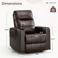 thumbnail image 6 of Bonzy Home Electric Power Recliner Chair Set of 3, Leather Home Theater Seating with Swivel Tray Cup Holders USB Port & Hidden Storage, Reclining Chair Sofa Furniture for Movie Room, Brown, 6 of 9