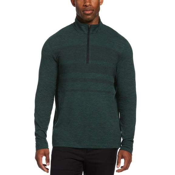 PGA Tour Men's Luxury Perform Textured Gradient Stripe 1/4-Zip SweatShirt Grn-Sm