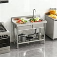 thumbnail image 6 of TidBay 39-Inch Stainless Steel Sink with Drawer, Bottom Shelf, Free Standing Utility Sink with Cold Hot Water Faucet Hose, Single Bowl Sink for Indoor, Outdoor, Kitchen, Laundry Room, 6 of 6