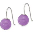 thumbnail image 2 of Sterling Silver Polished 10Mm Purple Jade Dangle Earrings (Width 10) (Length 22) - Jbsp, 2 of 5