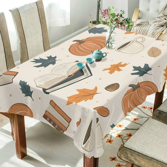 Yayeee Tablecloths 54" x 54" Rectangle Wrinkle Resistant Party Table Cover, Fall Books