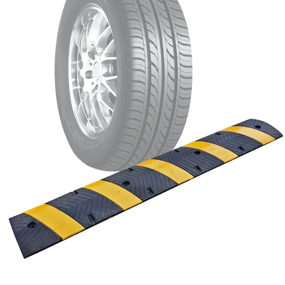 BESEA 6FT Rubber Driveway Curb Ramps, 2 Pack Speed Ramp for Road Stop and Slow Cars, 33000 lbs Load Capacity