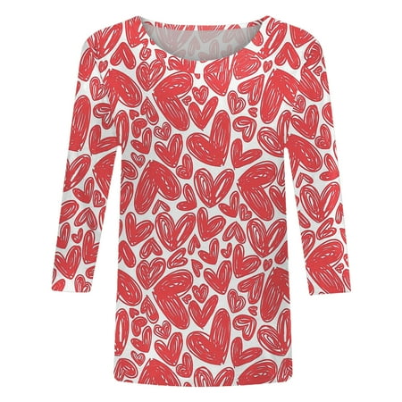 

Quealent For Women Women s Crewneck Shirts Causal Long Sleeve Slim Fit Underscrub Winter Basic Tee Tops Red L