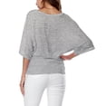 thumbnail image 3 of Plus Size Women's V Neck T Shirt: Batwing Sleeve, Loose Fit, Solid Color, Comfortable, 3 of 5