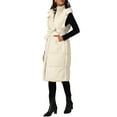 thumbnail image 4 of INSPIRE CHIC Women's Long Sleeveless Hooded Pockets Belted Winter Vest Outerwear Jackets M Beige, 4 of 5