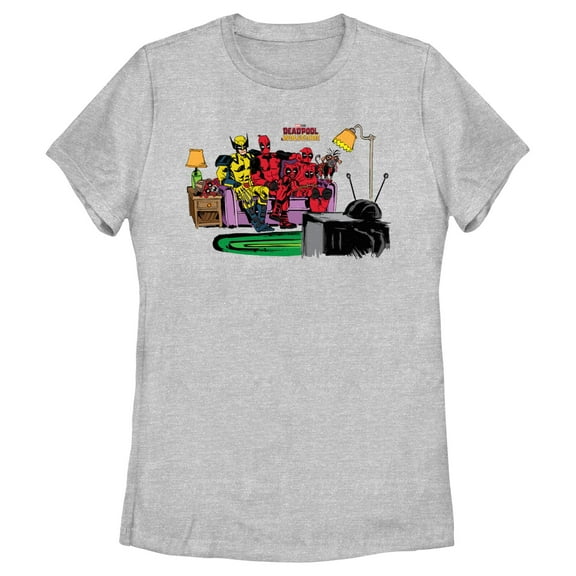 Women's Marvel: Deadpool & Wolverine Family Watching TV Graphic T-Shirt