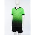 thumbnail image 5 of inlzdz Kids Boys Sport Training Outfit Soccer Jersey Sportswear Short-Sleeve T-Shirt with Shorts Set Fluorescent Green 7-8, 5 of 7