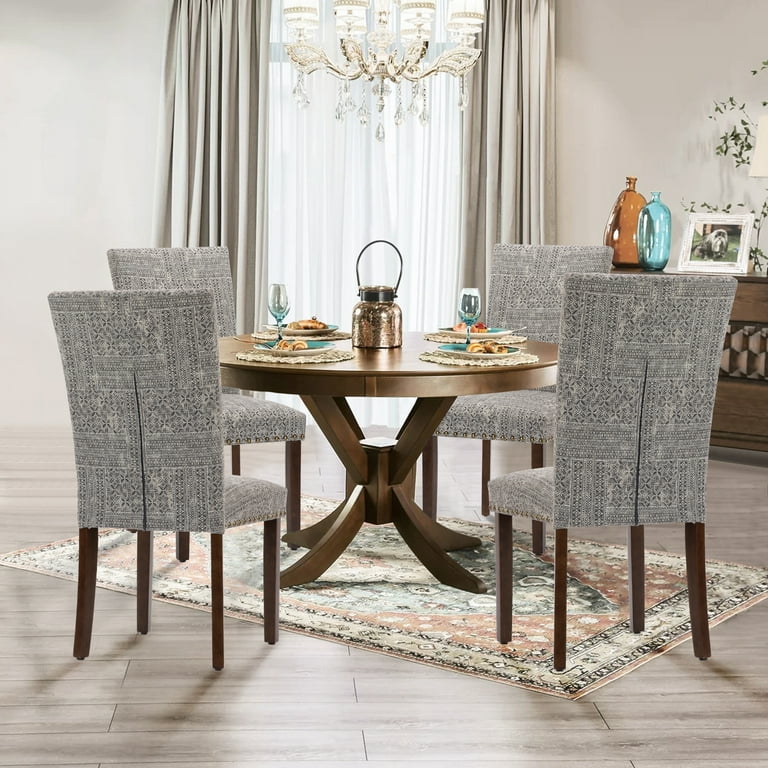 COLAMY Upholstered Parsons Dining Chairs Set of 4, Fabric Kitchen