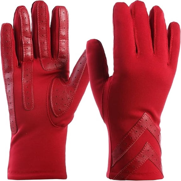 womens Spandex Touchscreen Cold Weather Gloves With Warm Fleece Lining and Chevron Details