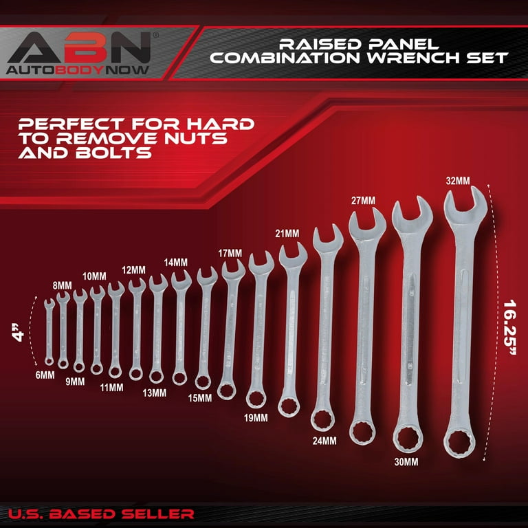 ABN Combination Wrench Set Metric Wrench Set 6mm to 32mm 16 Piece