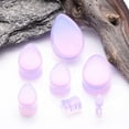 thumbnail image 3 of A Pair of Teardrop Lavender Translucent Glass Double Flared Ear Gauge Plug, 3 of 4
