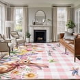 thumbnail image 2 of Pink Easter Area Rugs Collection 6'x9', Spring Watercolor Tulip Flower Plant Plaid Non Slip Indoor Rectangle Throw Runner Rug Floor Mat Carpet for Living Room Dining Table Bedroom Nursery, 2 of 9