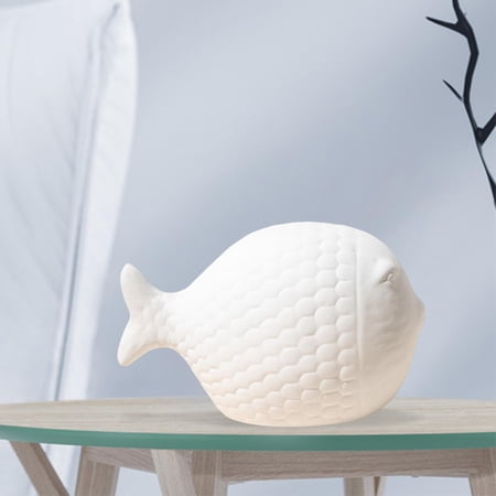 Cute Fish Statue Photo Prop Exquisite Ceramic Landscape Crafts Gift Collectible Garden Sculptures Figurines for Patio Yard Garden Home Decor White