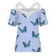 thumbnail image 4 of Blusa superior sexy de manga corta con retazos de encaje con cuello en V de verano para mujer OAVQHLG3B Store  lin121212, 4 of 4