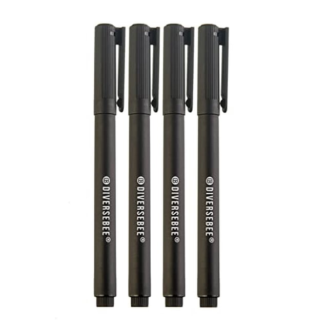 Plumillas punta fina DIVERSEBEE, 4 marcadores secado rápido, plumas Biblia, suministros arte, bolígrafos notas, fineliners negros, marcadores planificadores y cuadernos
