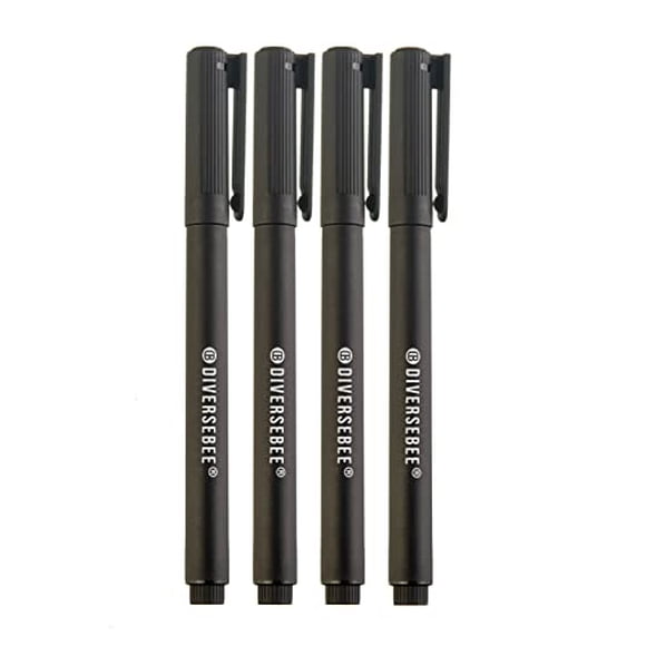 Plumillas punta fina DIVERSEBEE, 4 marcadores secado rápido, plumas Biblia, suministros arte, bolígrafos notas, fineliners negros, marcadores planificadores y cuadernos