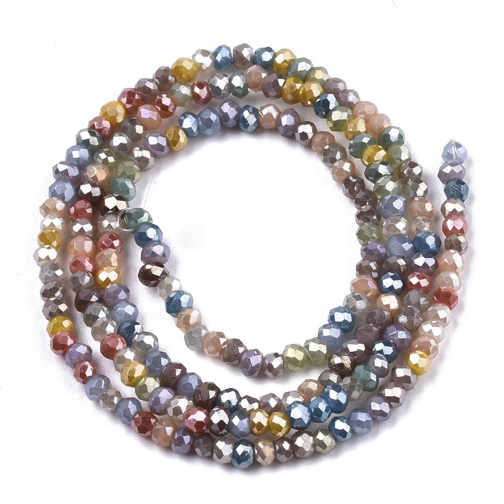 30Strand Electroplate Glass Beads Strands Pearl Luster Plated Faceted Rondelle Mixed Color 2mm Hole: 0.7mm about 188~198pcs/Strand 12.60 inch~13.11 inch(32~33.3cm)