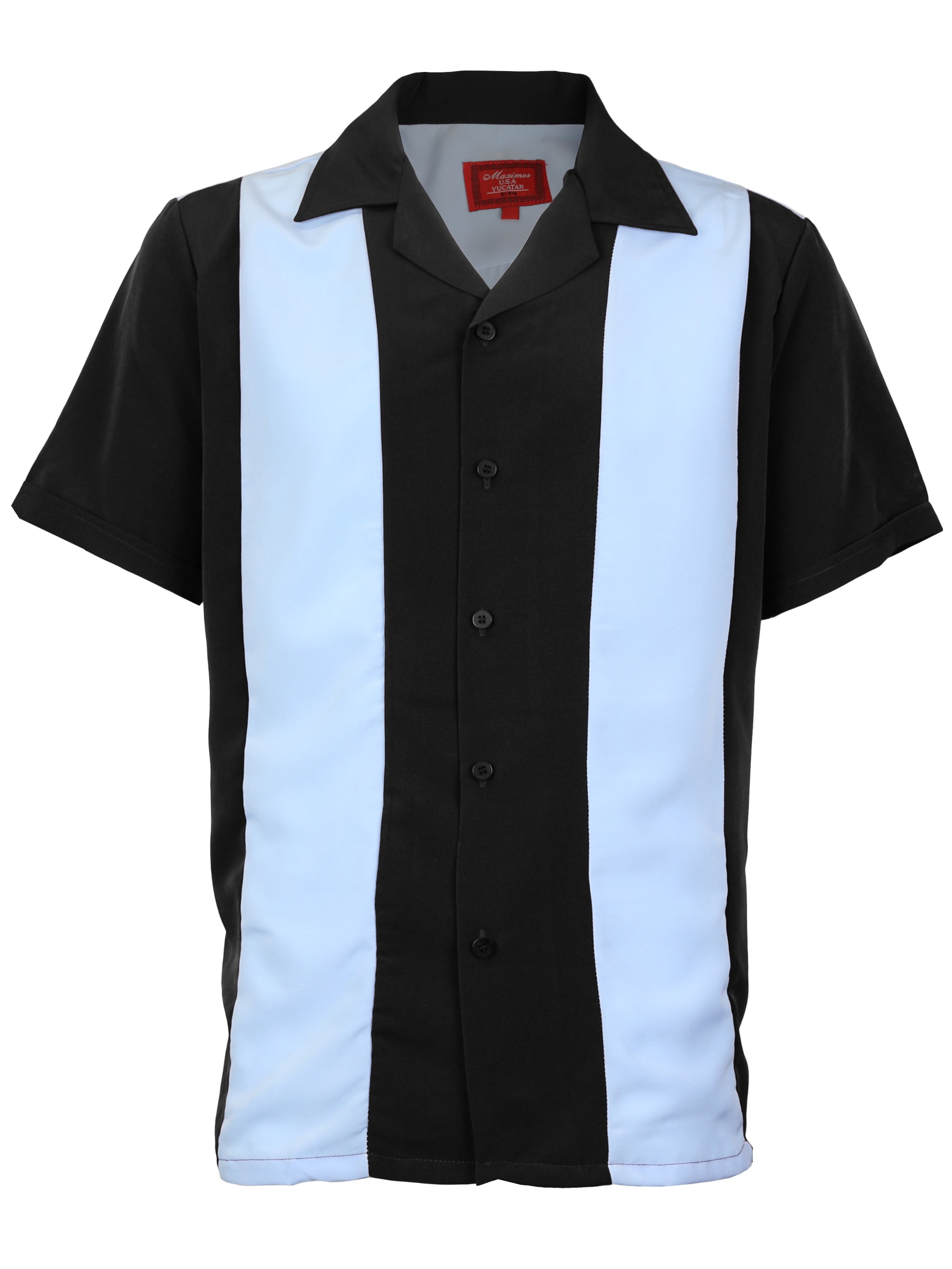 Maximos - Men's Two Tone Bowling Casual Dress Shirt (Light Blue / Black ...