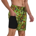 thumbnail image 3 of Haiem Carrot Eggplant Mens Swim Trunks with Compression Liner 2 in 1 Swimming Shorts Stretch Swimwear Quick Dry,Board Shorts-Small, 3 of 9