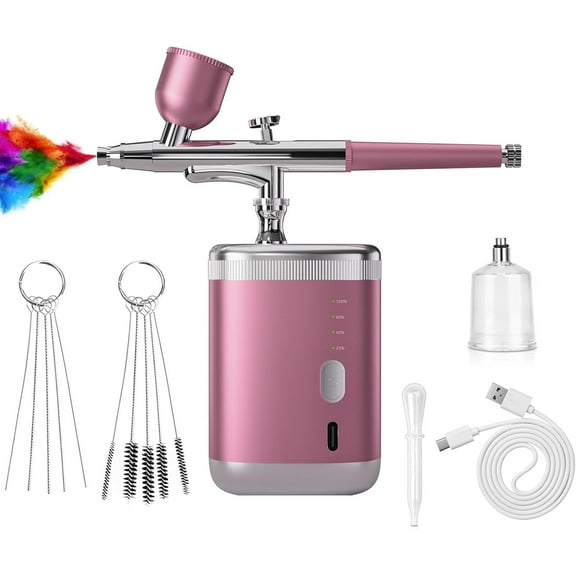Airbrush Kit with Compressor, Rechargeable Auto Handheld Airbrush Set with 3 Levels Pressure Multi-Function Portable Airbrush for Nails Art Model Painting Makeup Cake Decor Barber (Single Action)